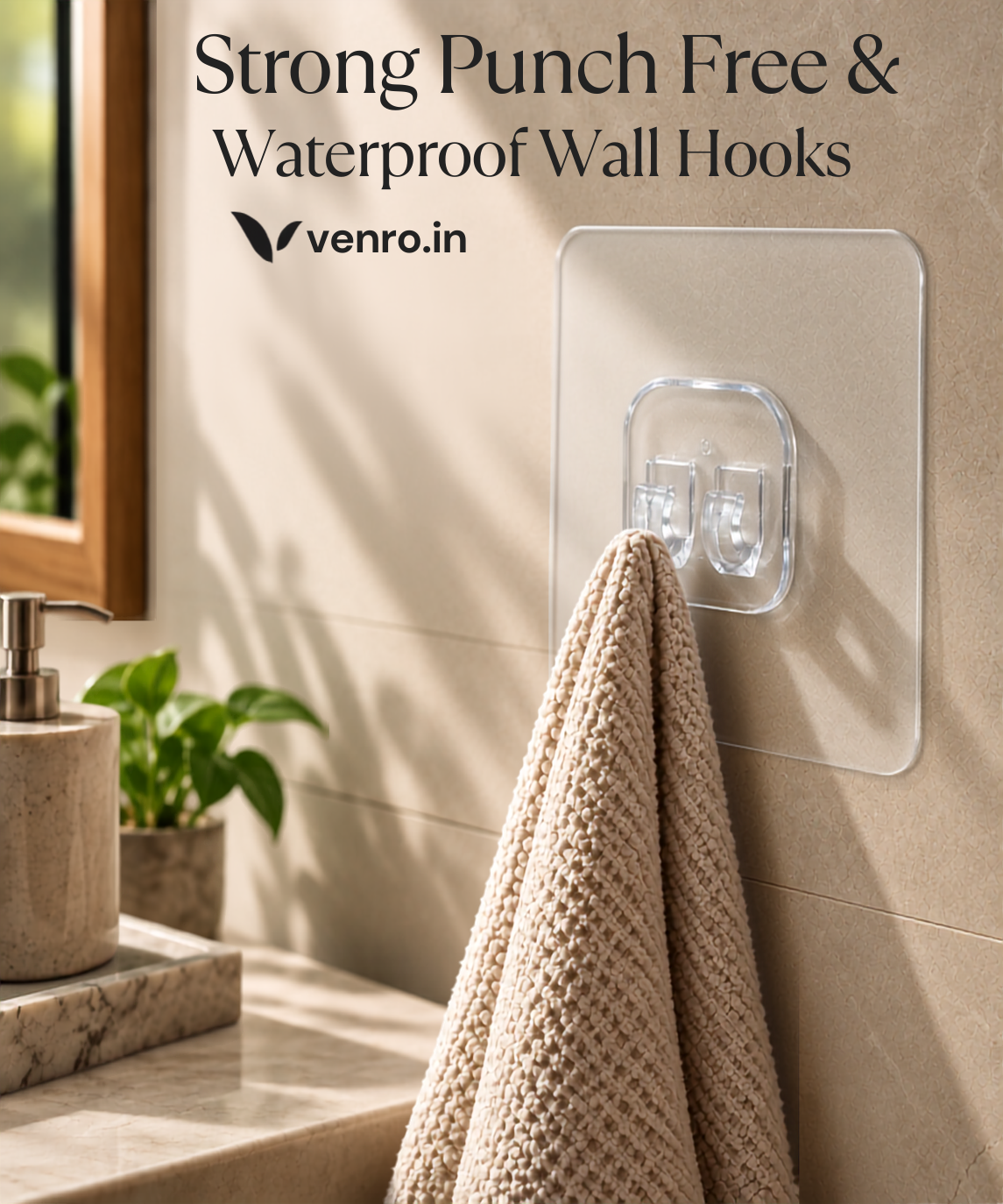 Strong Punch Free & Waterproof Wall Hooks [ Buy 10 Get 10 Free ]
