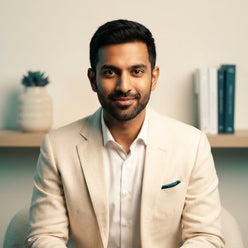 A professional portrait of South Asian influencer Siddharth Rao in a modern, well-lit studio setting.